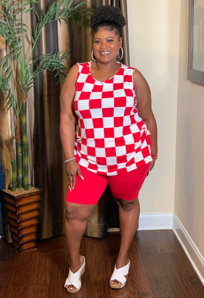 Checkered Cutie-Red Plus (1X-2X)