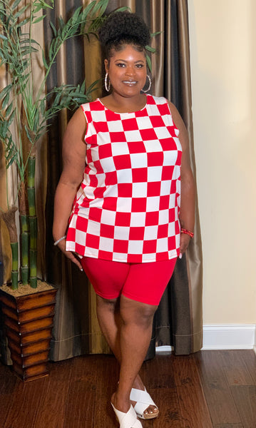 Checkered Cutie-Red Plus (1X-2X)